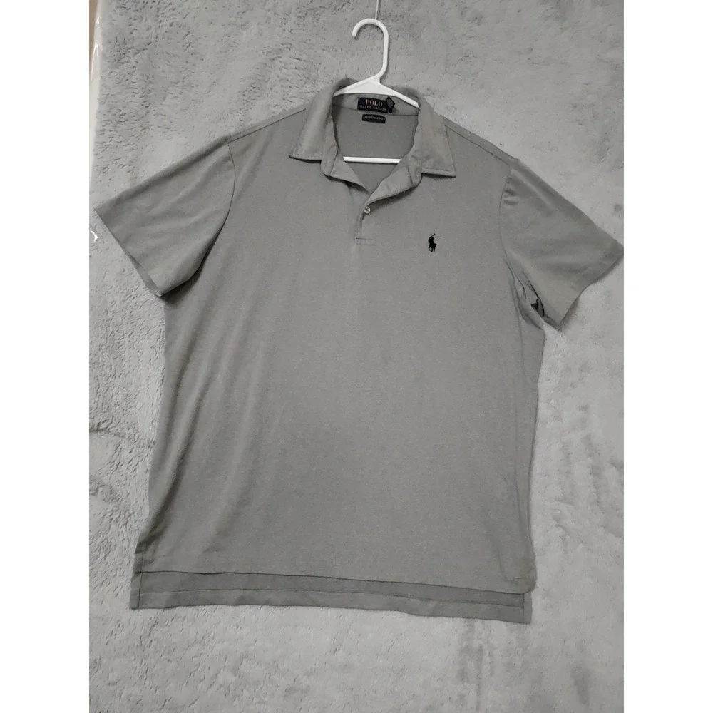 Polo Ralph Lauren Polo Shirt Men Large Performance Short Sleeve Gray Stretch L